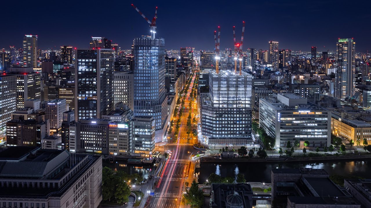 [4K] カンデオホテルズ大阪ザ･タワーからの眺め 御堂筋･中之島 昼景～夜景 大阪堂島浜タワー Night View from CANDEO HOTELS OSAKA THE TOWER Japan