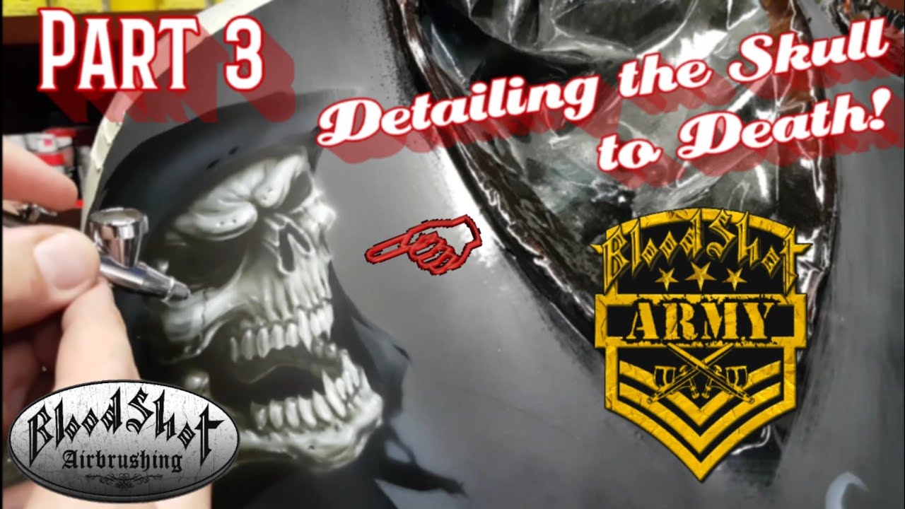 How to Airbrush a Reaper & Cobra on a Motorcycle GasTank. Video 3-Adding Detail & Blending Stencils