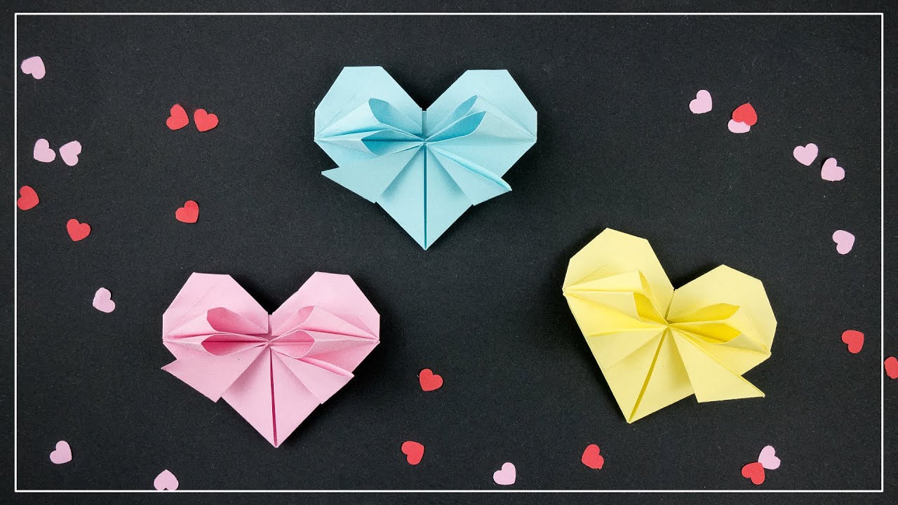 Origami Herz mit Schleife basteln | tolle DIY Geschenkidee