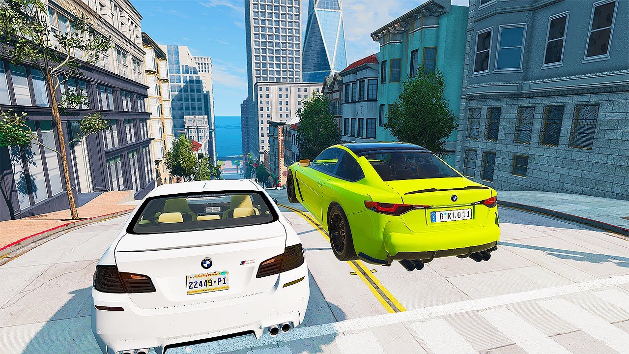 BMW Vs SLOPE #6 Test Damage - City Car Crashes - BeamNG Driver