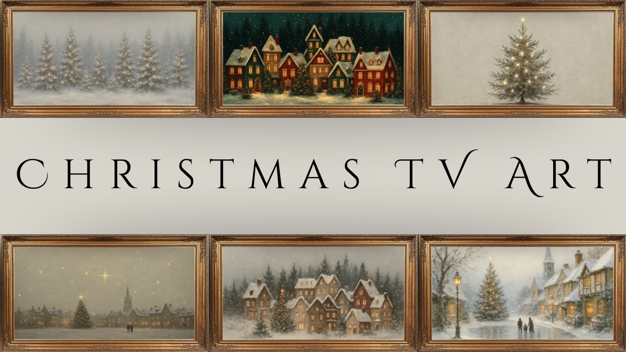 Vintage Gold Picture Frame Christmas TV Art Screensaver | 1 HOUR 4K | Winter Holiday Art for TV