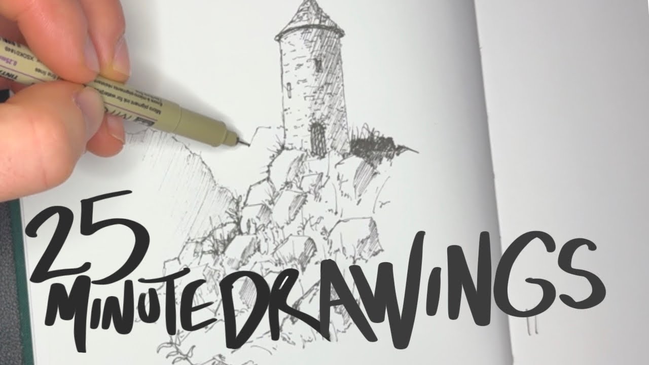 Draw A Castle in Pen: 25-Minute Drawing tutorial