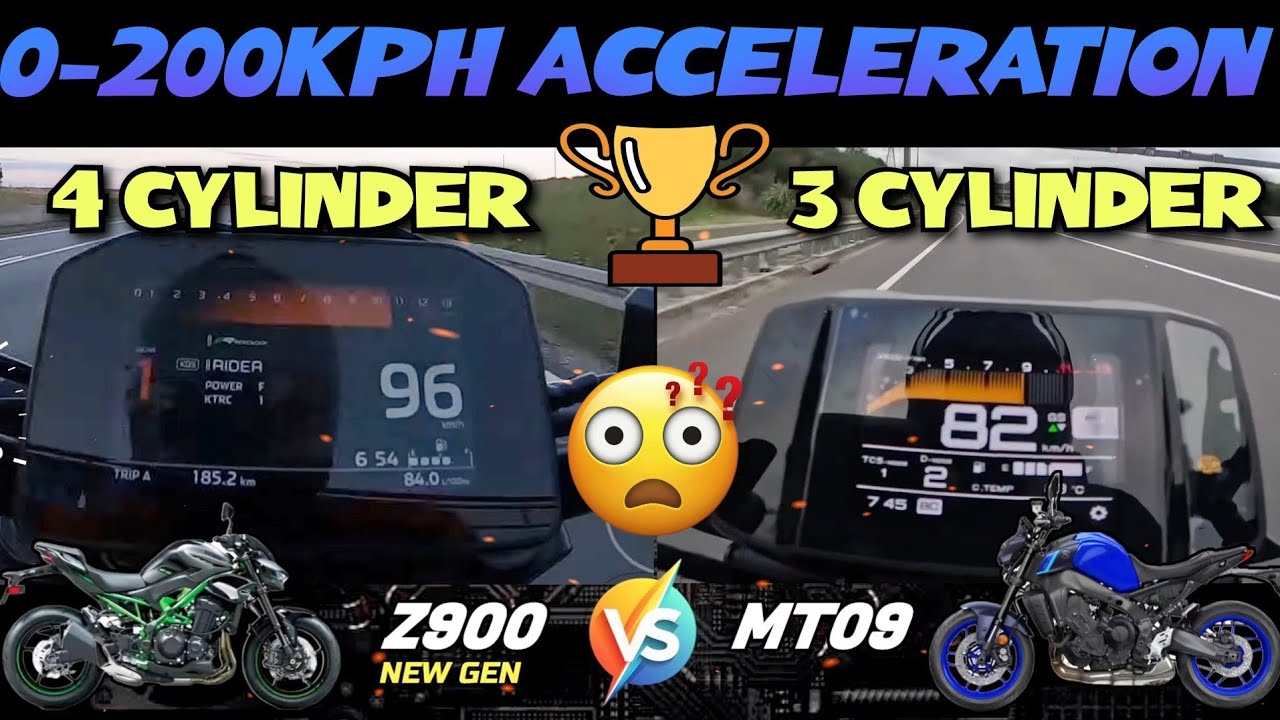 2025 (New Gen) Kawasaki Z900 🆚️ Yamaha MT09 | 0-200kph Acceleration Attempt 🔥 #mt09 #z900