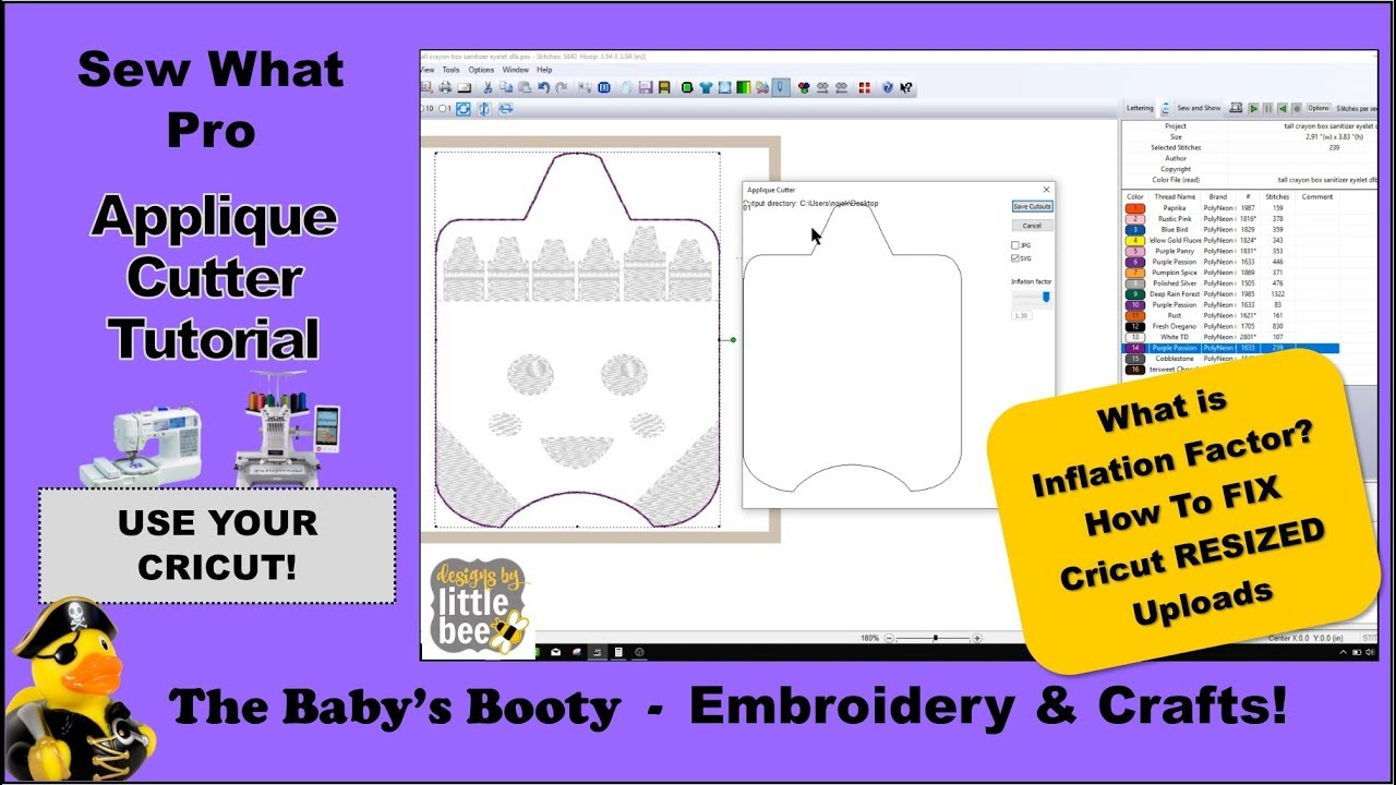 Sew What Pro Applique Cutter and Cricut! Fix the Resize Issue and what is Inflation Factor?