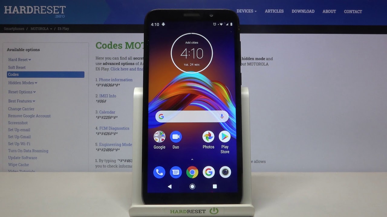 Secret Codes for Motorola E6 Play – Hidden Modes / Detailed Info