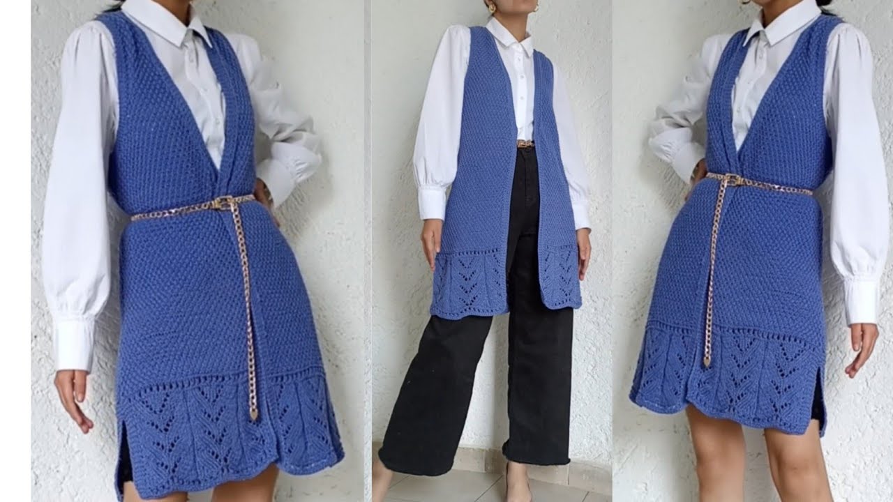 chaleco vestido a dos agujas parte 2