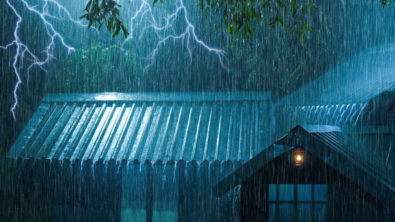 Fall Asleep in 3 Minutes with Torrential Rain & Thunderstorm on Metal Roof