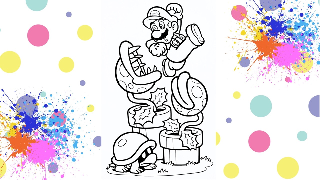 Super Mario and Piranha Plants Colouring