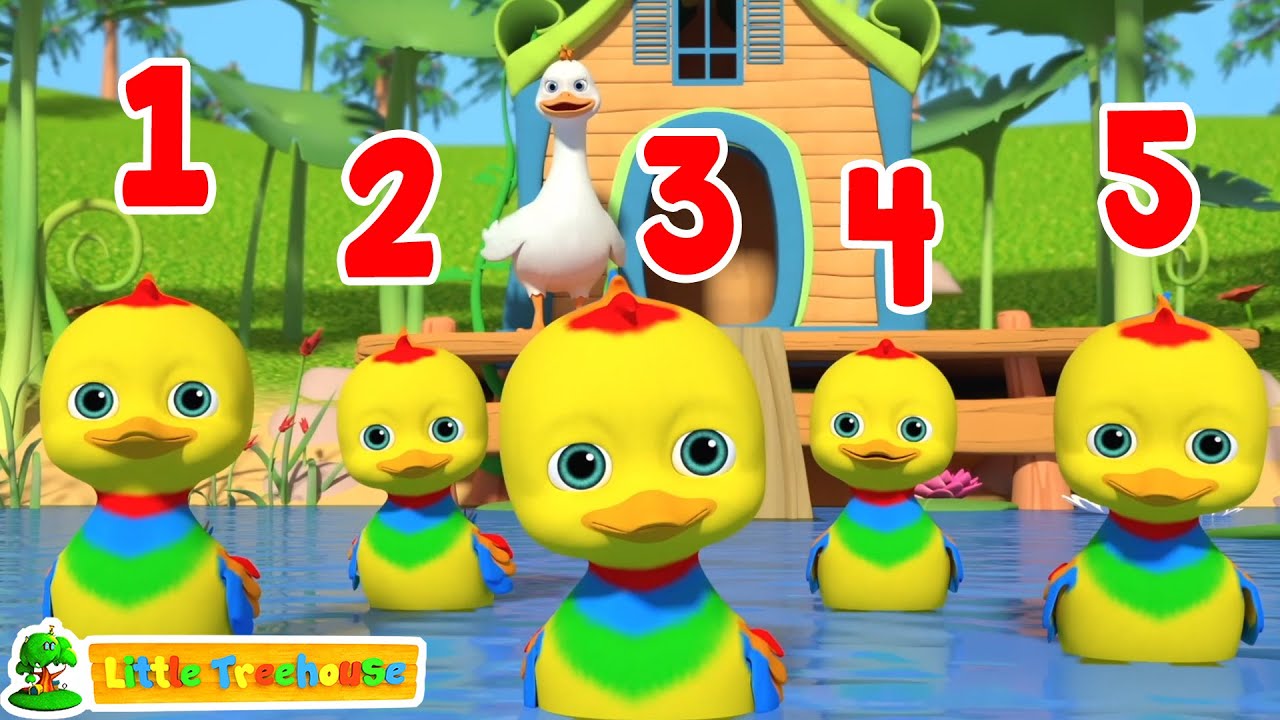 5 Little Ducks - Learn to Count Five with Ducks Rhyme & Kids Song