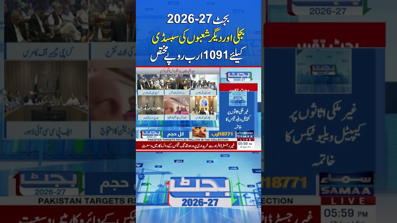 Budget 2026&ndash;27: Rs1.091 Trillion Allocated for Electricity and Other Sector Subsidies | Samaa TV