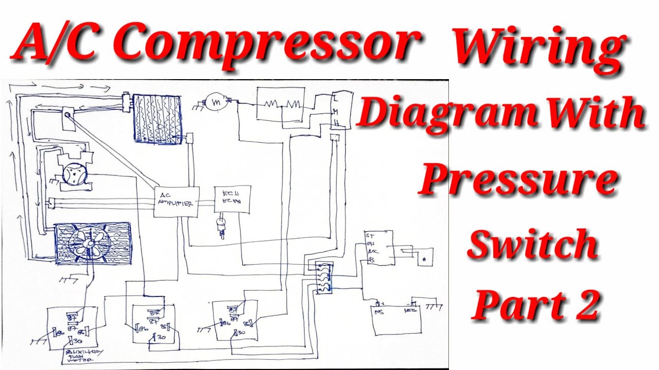 Wiring Diagram of A/C Compressor With Pressure Switch At Condenser Fan Motor Part #2