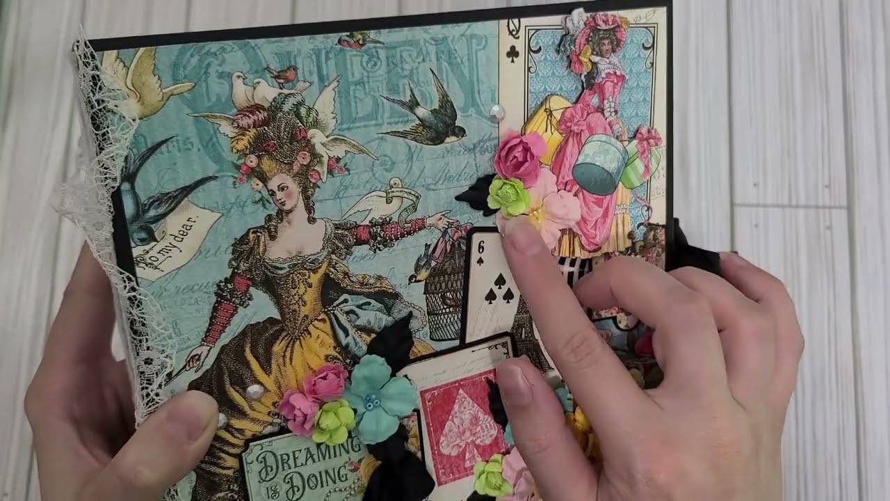 Handmade Folio Album Scrapbook - Graphic 45 Ephemera Queen