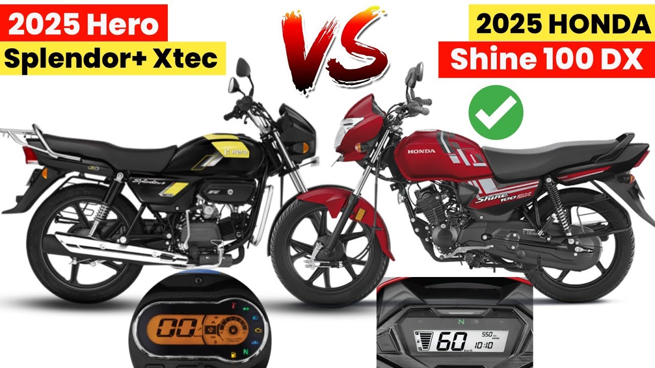 2025 Hero Splendor Plus Xtec Vs Honda Shine 100 DX 💥| New Meter | LED Headlamp | Price | Mileage
