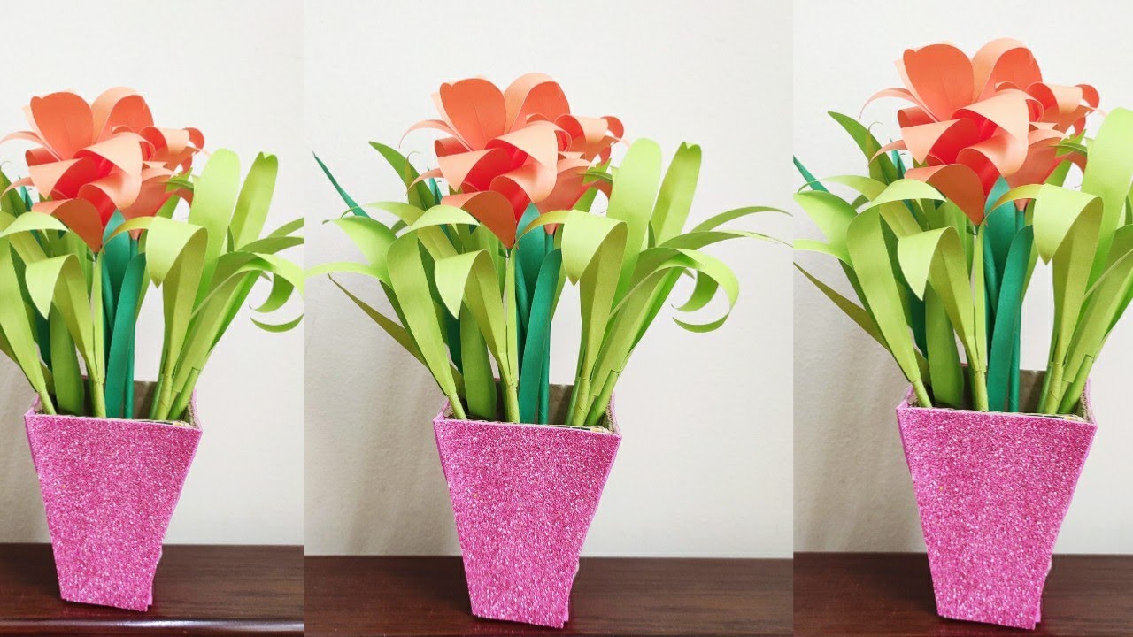 How to make Beautiful Paper Flower Bouquet/Room Decoration Idea/Handmade Guldasta #13