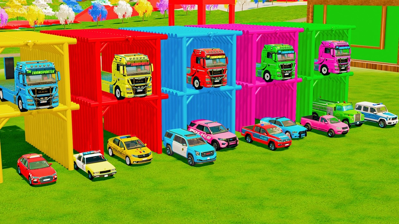 TRANSPORTING ALL POLICE CARS and AMBULANCE EMERGENCY VEHICLES WITH MERCEDES POLICE TRUCKS ! FS22