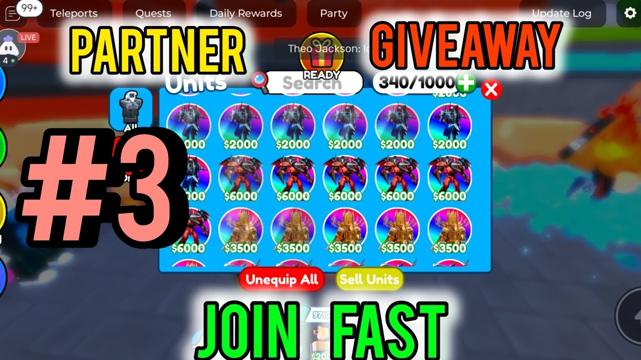 (DAY 2) Live🔴 Sandbox mode 🔥🔥 Unites giveaway Toilet tower defense live codes giveaway #sandboxttd