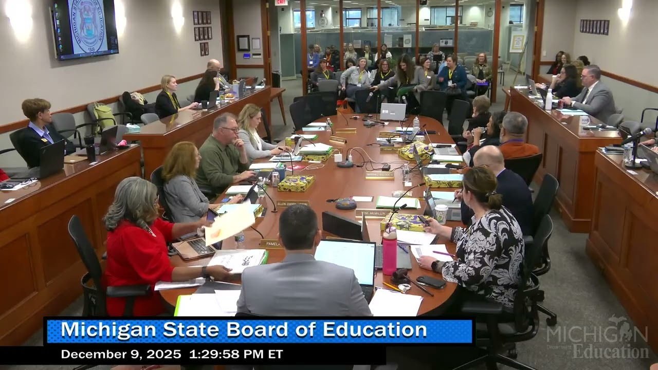 Michigan State Board of Education Meeting for December 12, 2025 - Afternoon Session