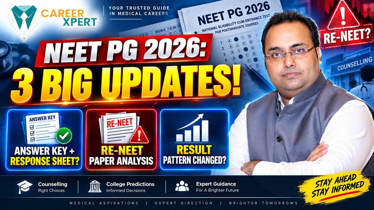  NEET PG 2026: 3 UPDATES! ANSWER KEY + RESPONSE SHEET?RE-NEET PAPER ANALYSIS RESULT PATTERN CHANGED?