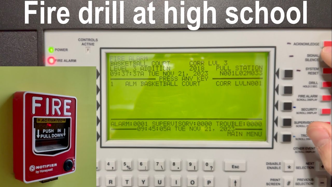 Fire alarm drill at high school