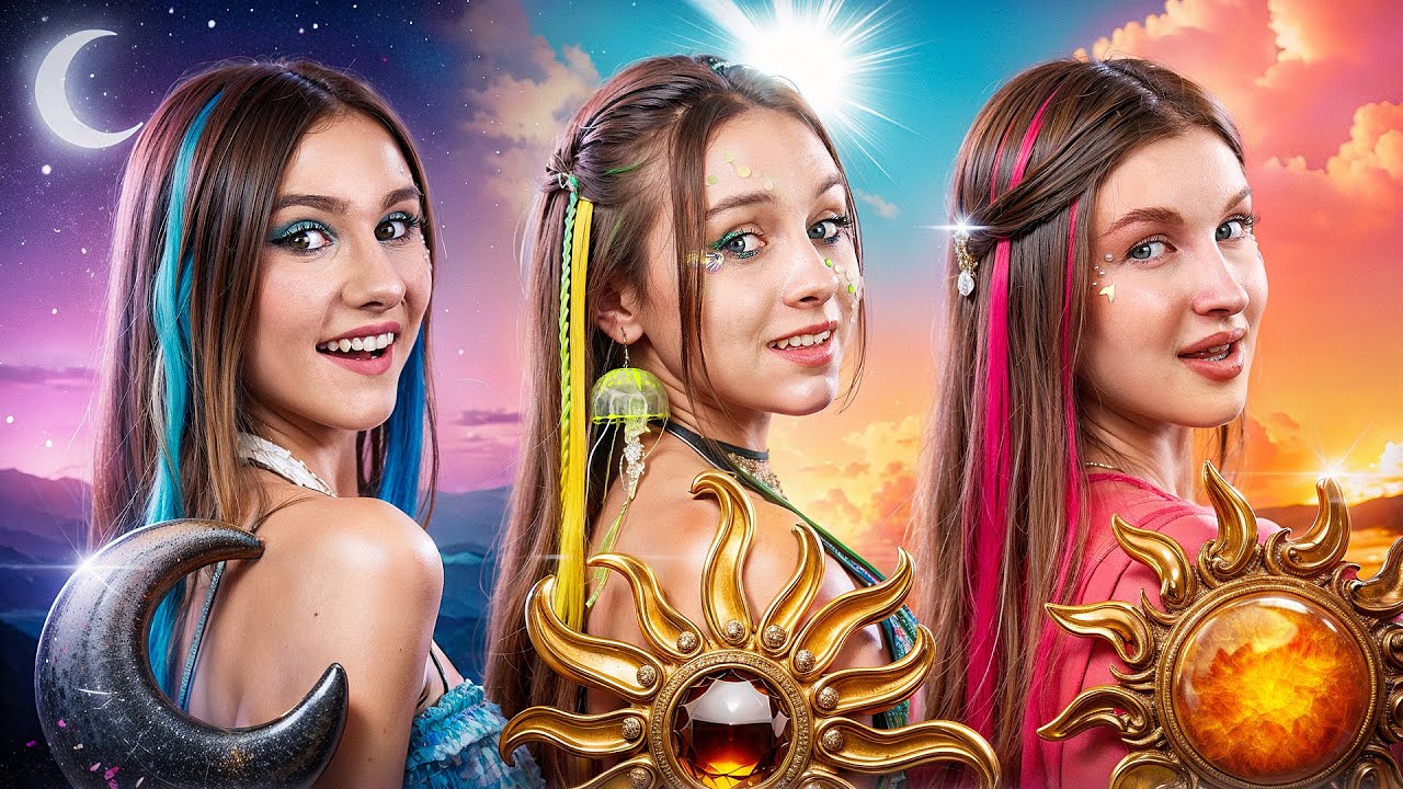 Morning vs Day vs Night Girl! Magical Triplets in Real Life