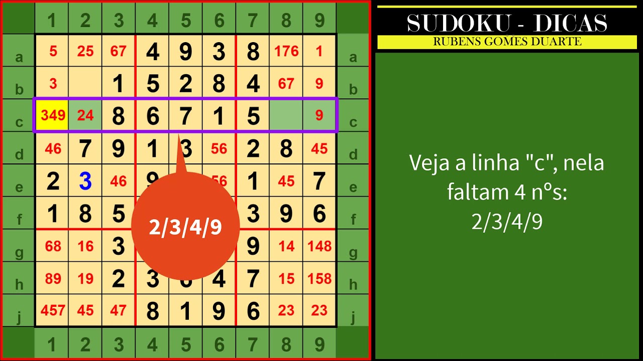 Sudoku-Dicas:XY-Wing: Vídeo 09