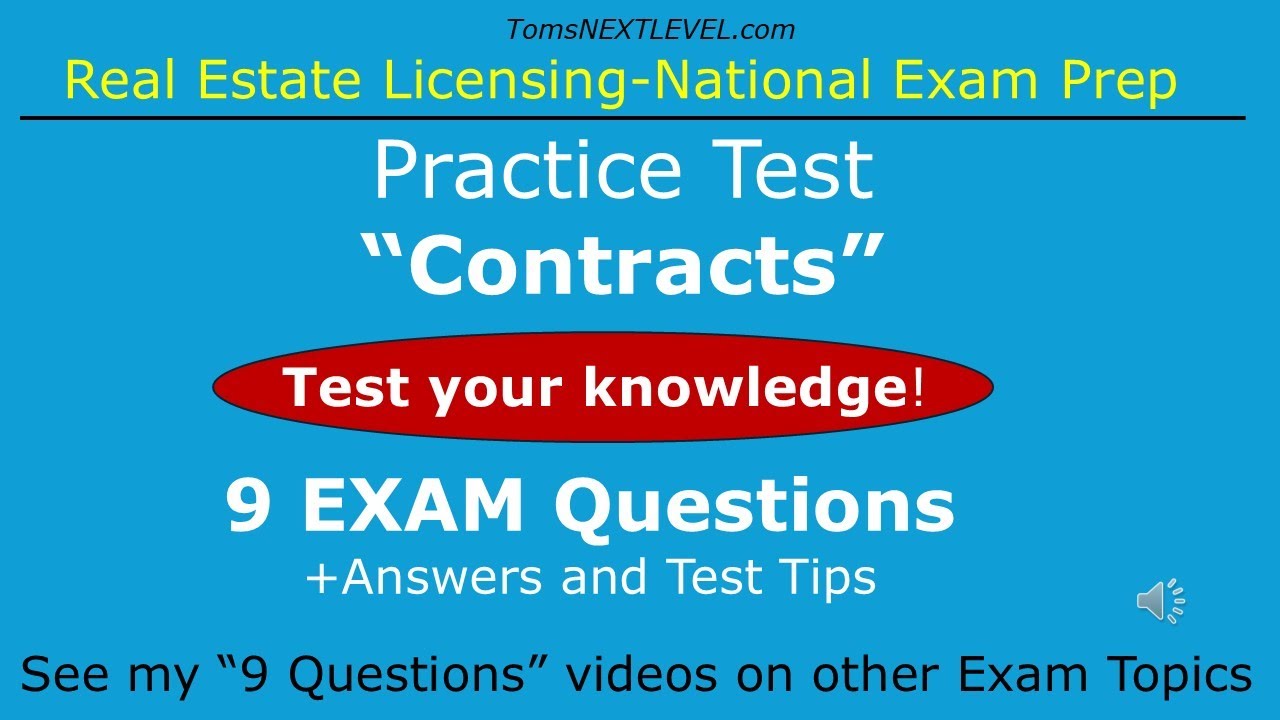 Practice Exam!  9 CONTRACTS Questions. #exampreparation #exam #realestate #realestateexamprep