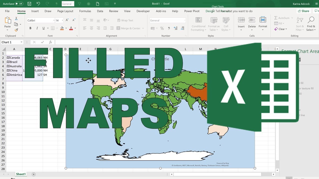 Geography data types and filled maps in excel