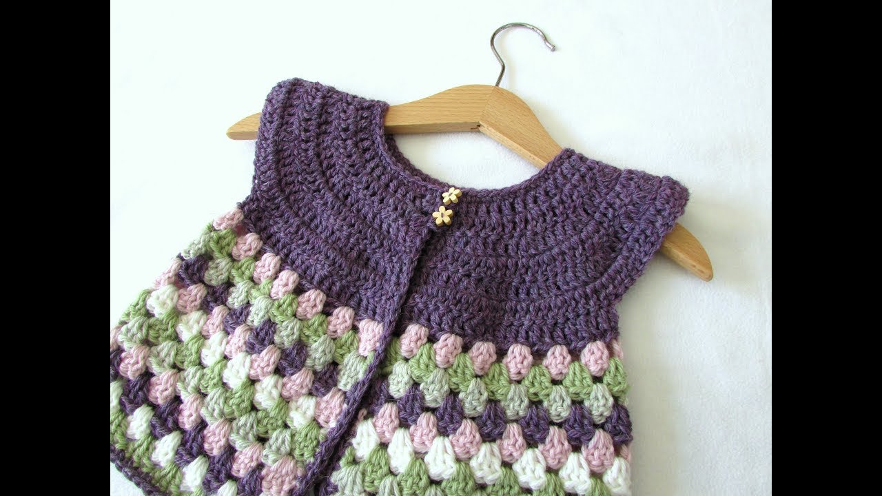 How to crochet a baby / girl's granny stripe cardigan