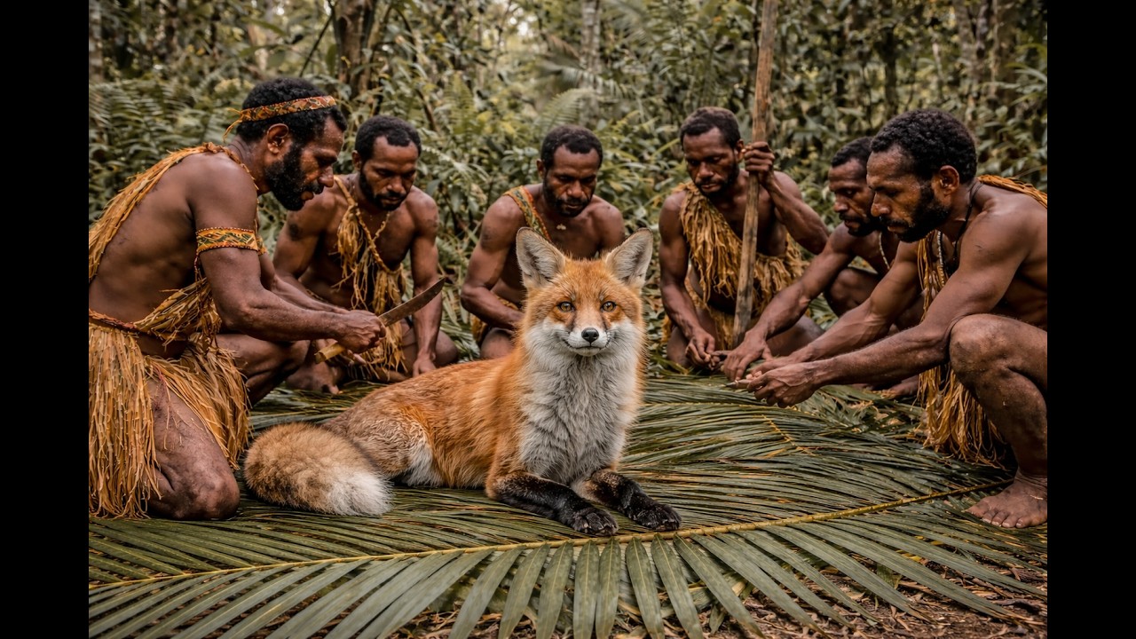 Epic Amazon Korowai Tribe Survival Catching A Wild Fox & Primitive Cooking In The Jungle! #Survival