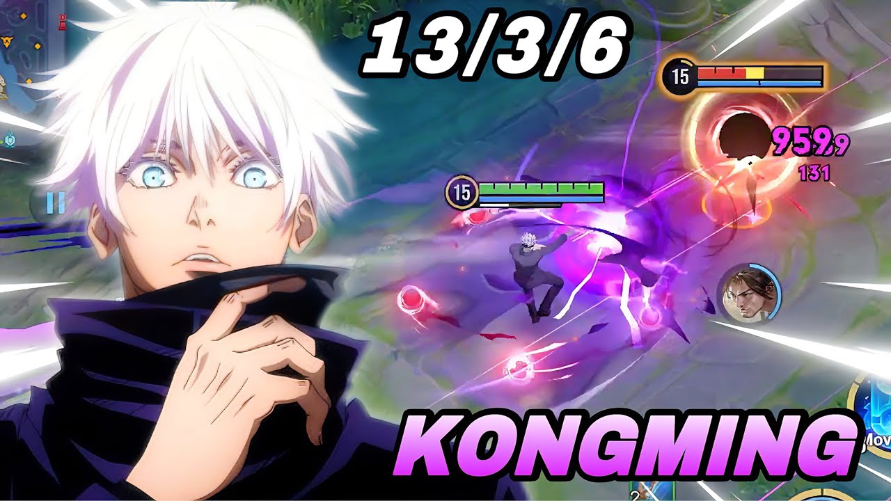 KONGMING NEW SKIN JJK GOJO SATORU | JUNGLE KONGMING BEST BUILD AND ROTATION IN RANK | HONOR OF KINGS