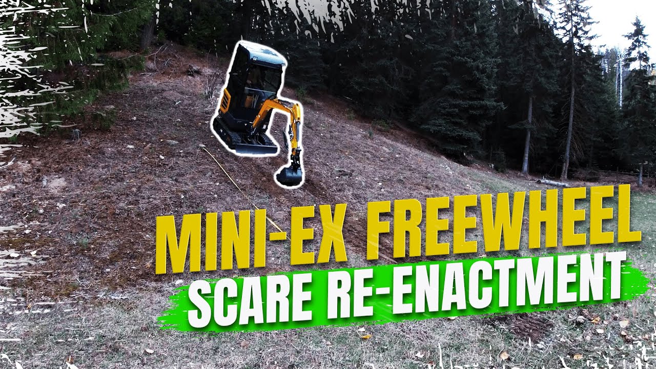 Scary Mini-Excavator Downhill Out Of Control– Yesterday's Freewheel Re-enacted