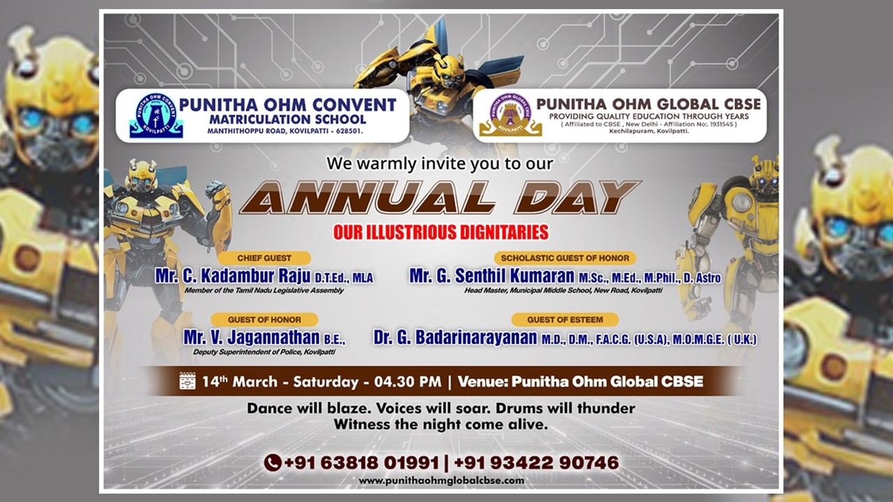 4th Annual Day – Punitha Ohm Global CBSE - 36th Annual Day – Punitha Ohm Convent Matric School