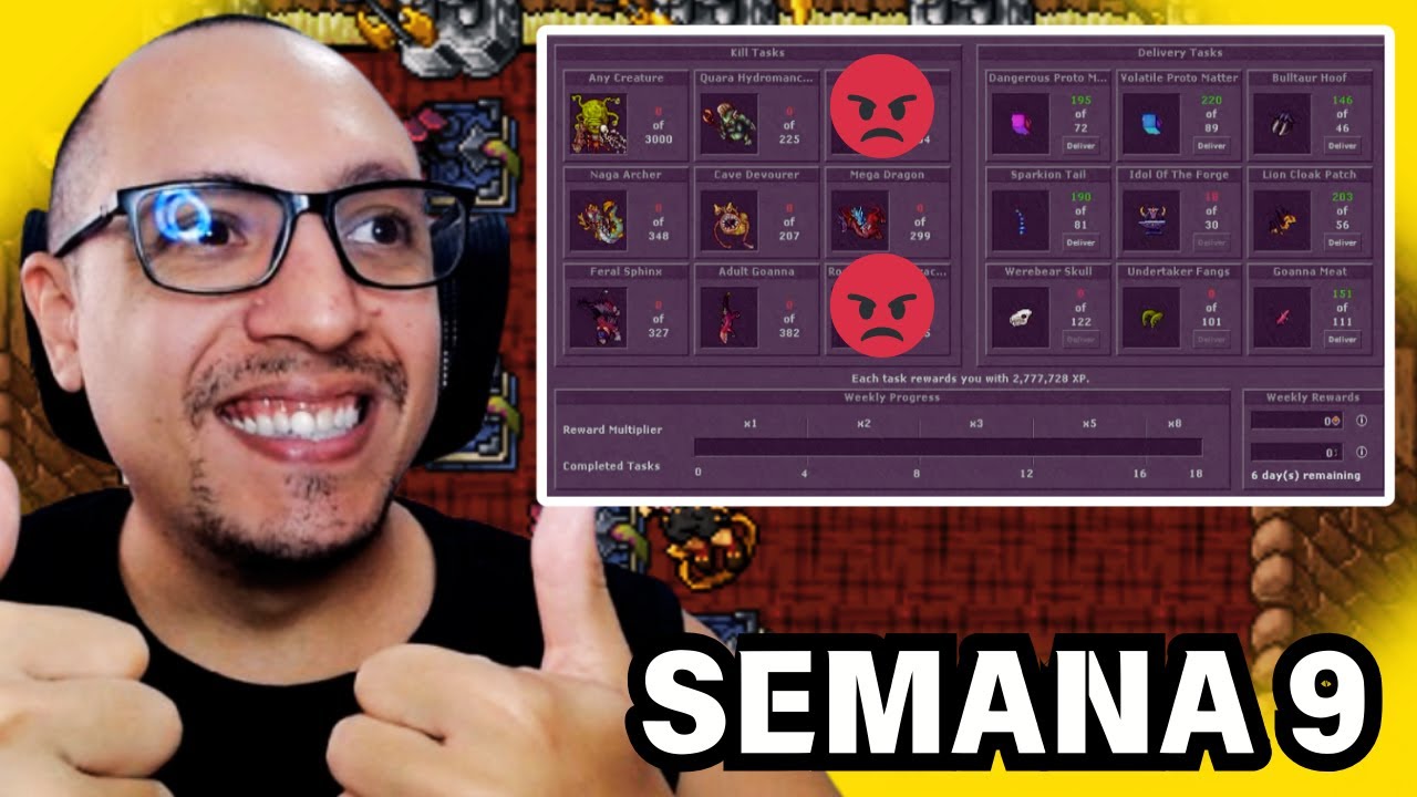 TIBIA - HUNTING TASK EP 23 - COMEÇANDO A SEMANA 9 😍 ESSAS SÃO AS TASKS DE CRIATURAS E DE ITENS