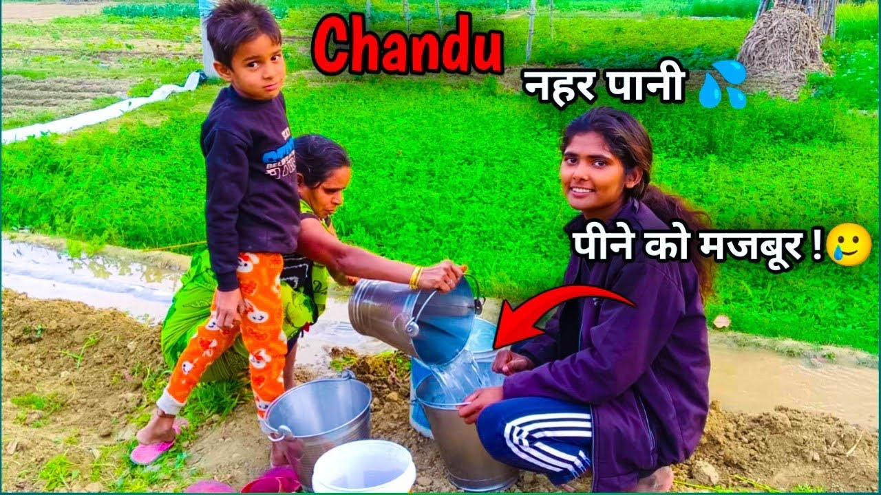 Chandu नहर पानी पीने को मजबूर 🥲!  गाँव में सुखा! Chandu vlog 