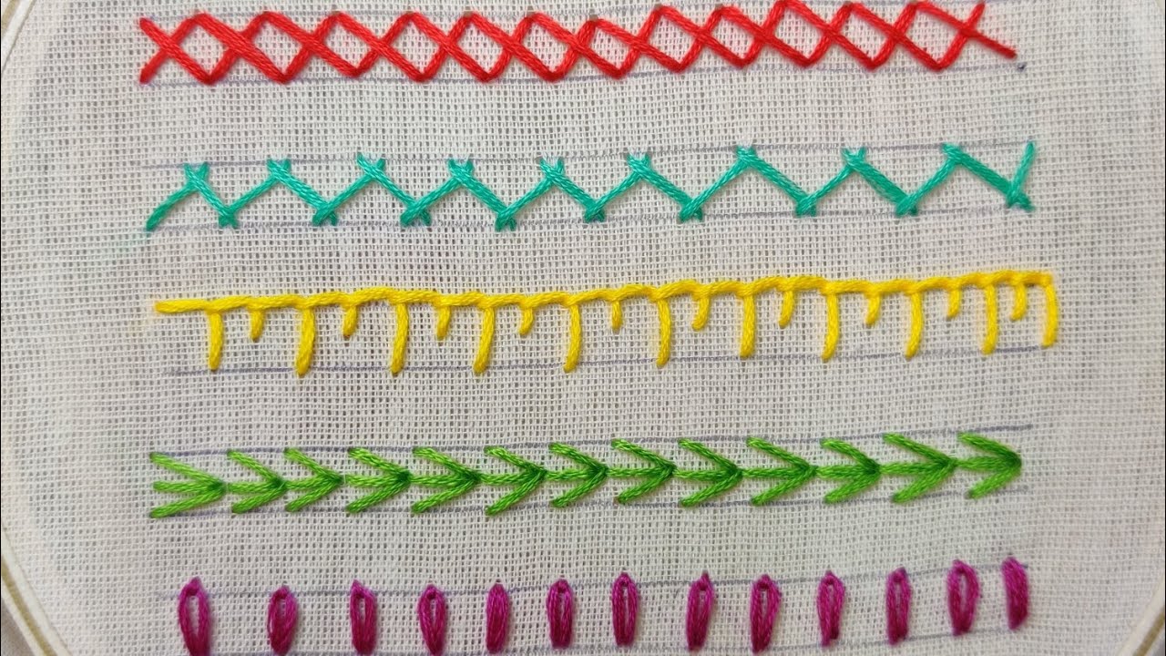 🧶🪡5 Puntadas BÁSICAS bordadas a mano para PRINCIPIANTES 🪡🧶 