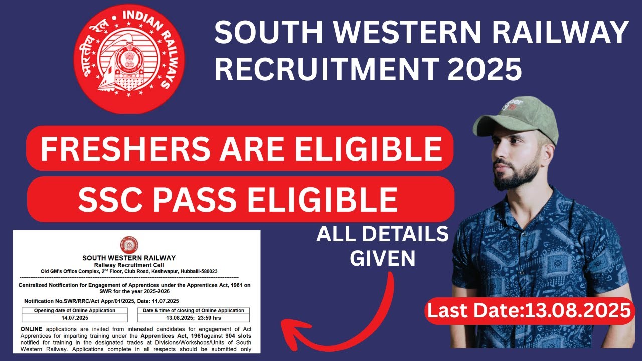🚆 South Western Railway Recruitment 2025 🔥 | Govt Job 🇮🇳 | Easy & Simple Work ✅ | No Exam ❌