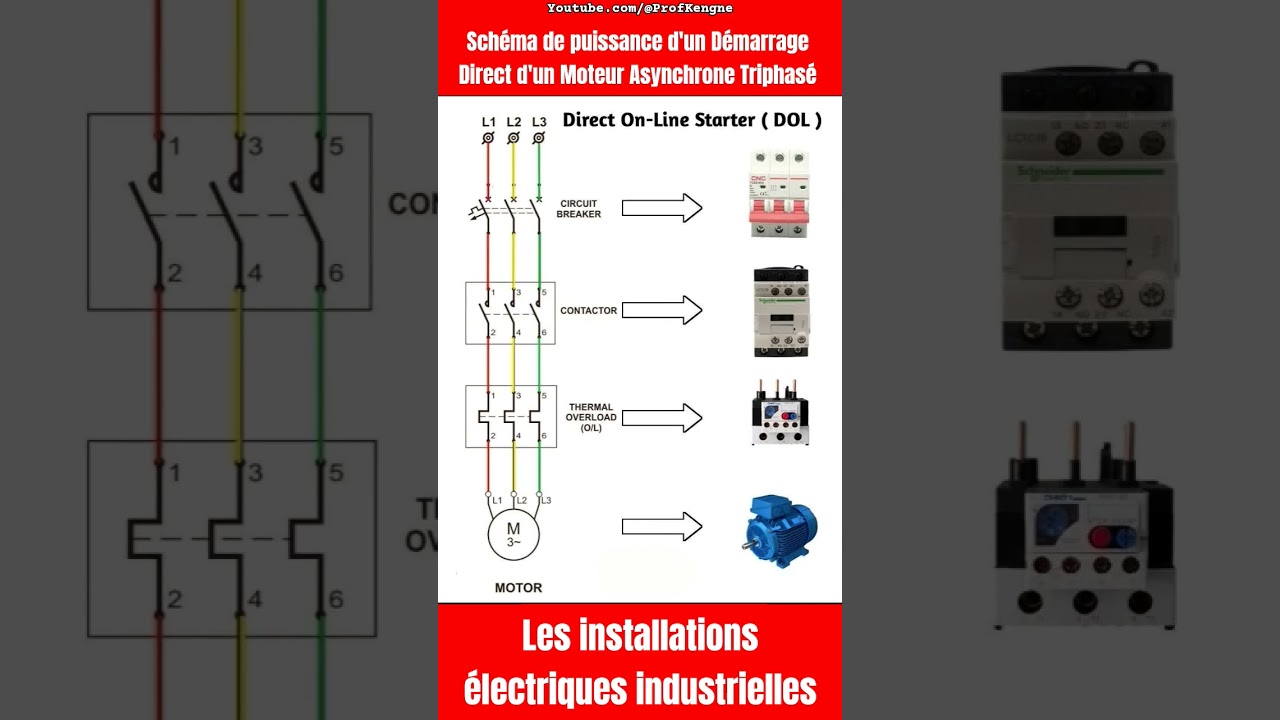 Sch&eacute;ma de Puissance d'un D&eacute;marrage Direct un SENS de Marche d'un Moteur Asynchrone Triphas&eacute;