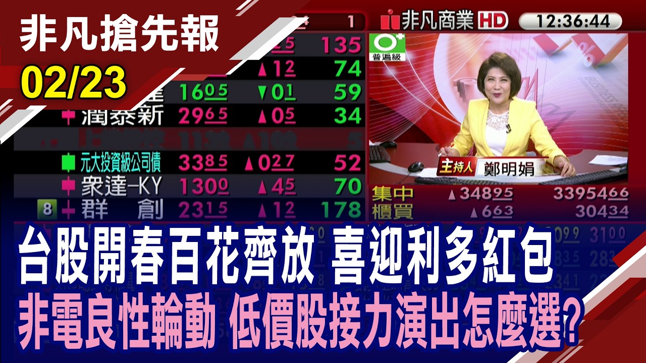 【台股開春百花齊放 喜迎利多紅包 非電良性輪動 低價股接力演出怎麼選?】20260223(鄭明娟×李蜀芳)