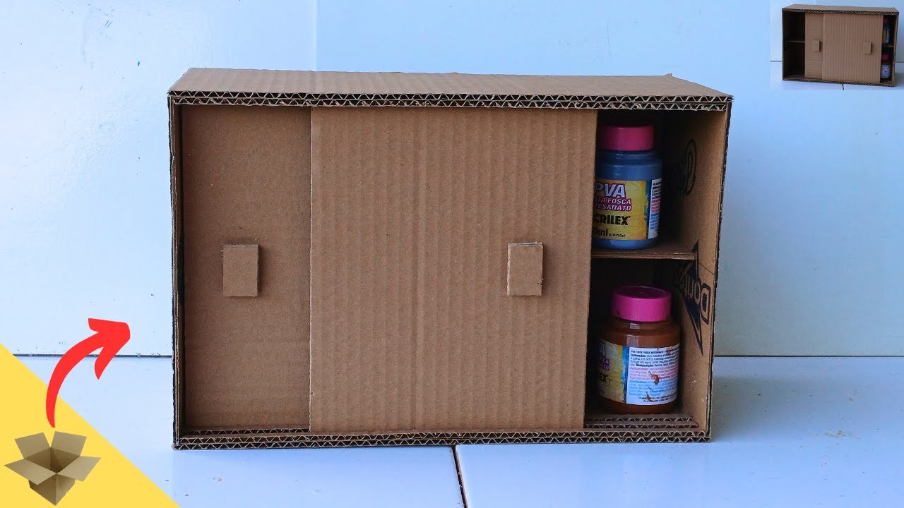 Mini ARMARIO Com Portas de Correr feito de PAPELÃO