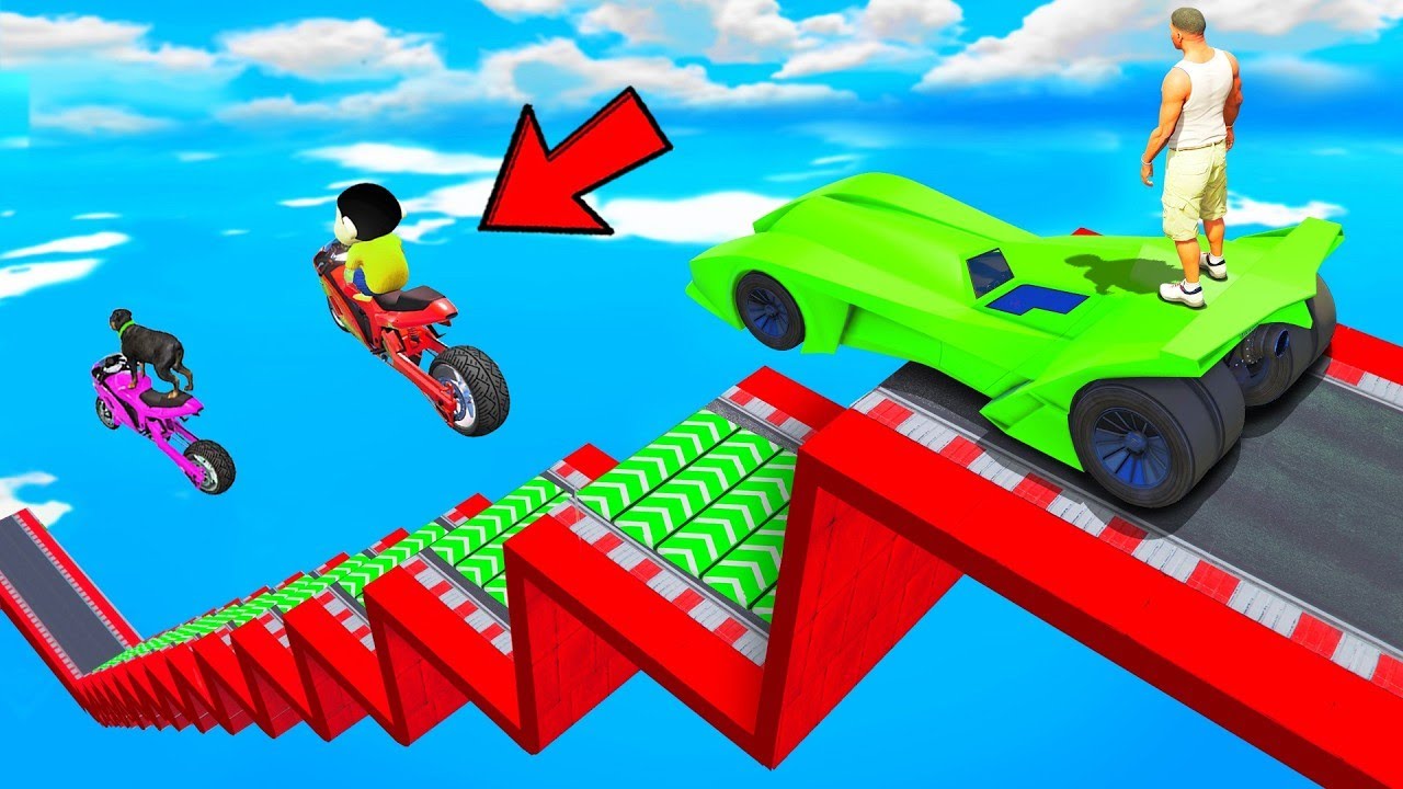 GTA 5 : Franklin Super Powerfull Mega Ramp Jump Challenge