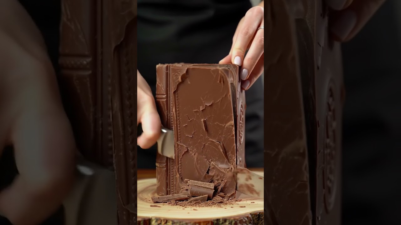 📖 Old Vintage Book Made of Chocolate | Relaxing Cutting ASMR