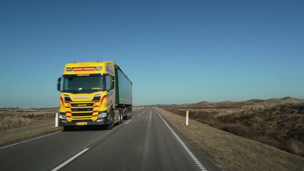 Driving in the West of Jutland from Nørre Vorupør to Klitmøller. Mostly Margueritrute