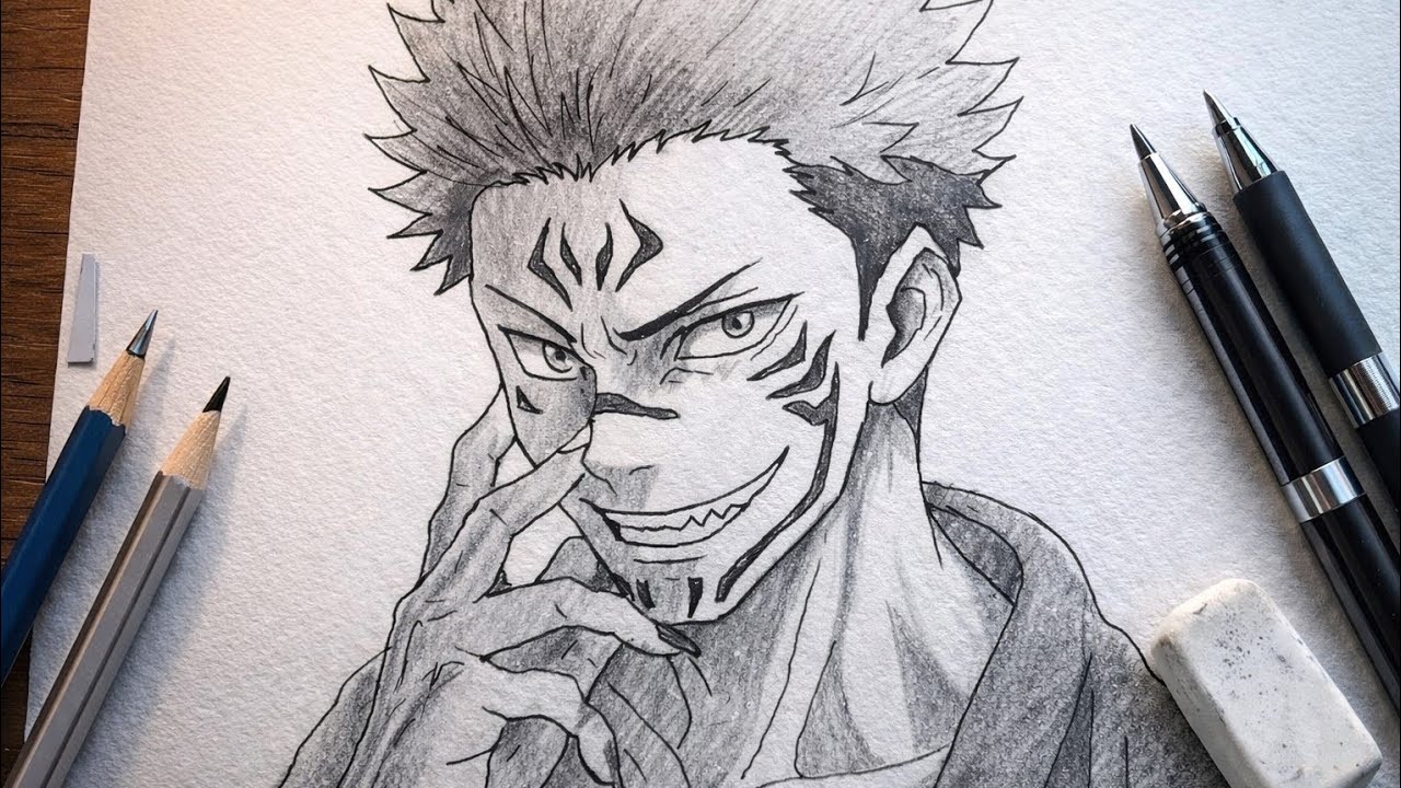 How to Draw Sukuna from Jujutsu Kaisen || Step by Step Anime Drawing || Sukuna Sketch Art
