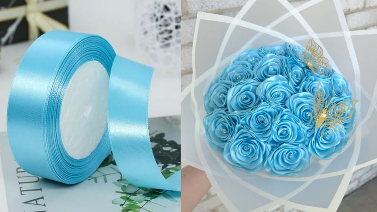 Ribbon Flowers bouquet| DIY Ribbon bouquet 💐 | Ribbon Flowers Bouquet Tutorial  