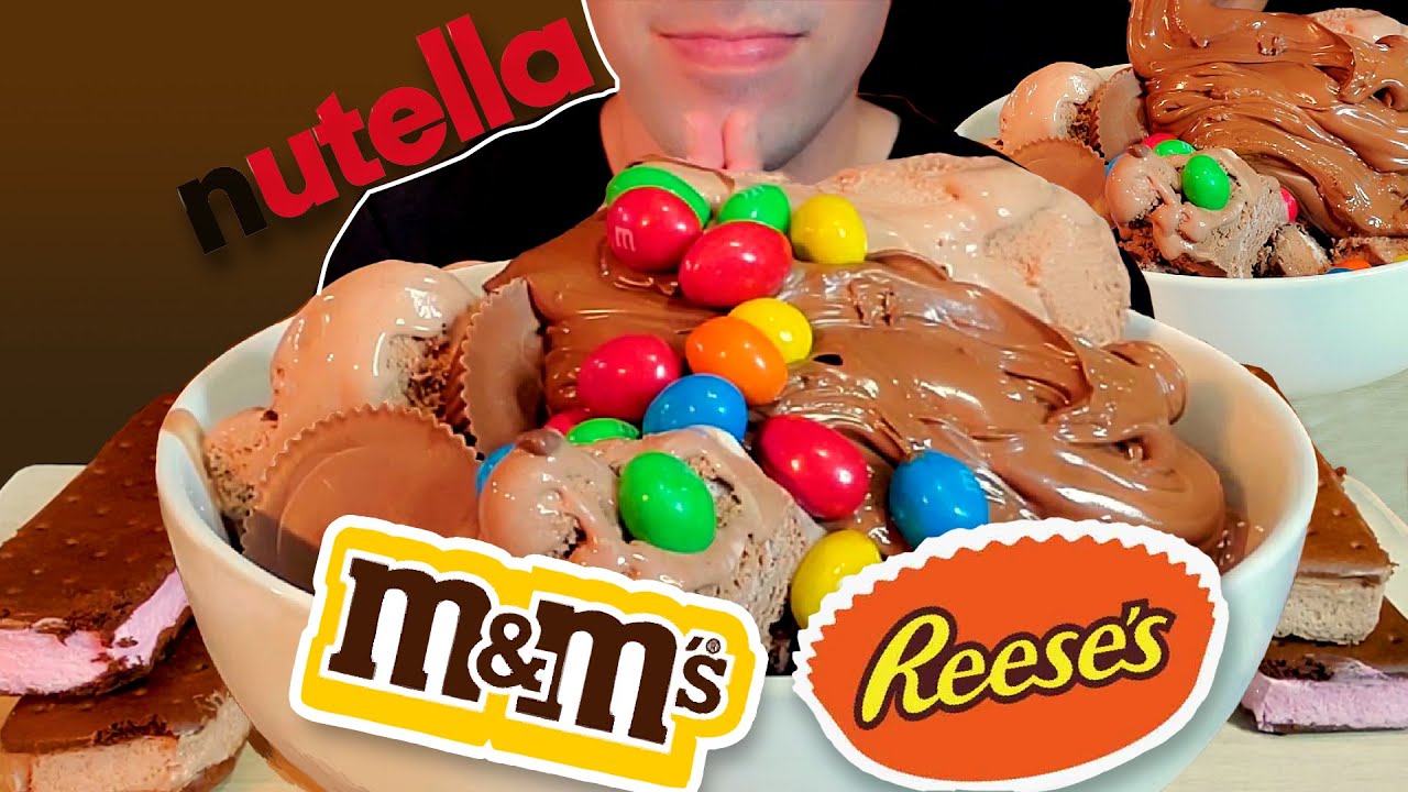 NUTELLA, Rocky Road IceCream, M&Ms, Reeses Cups, and IceCream Bars [ASMR]