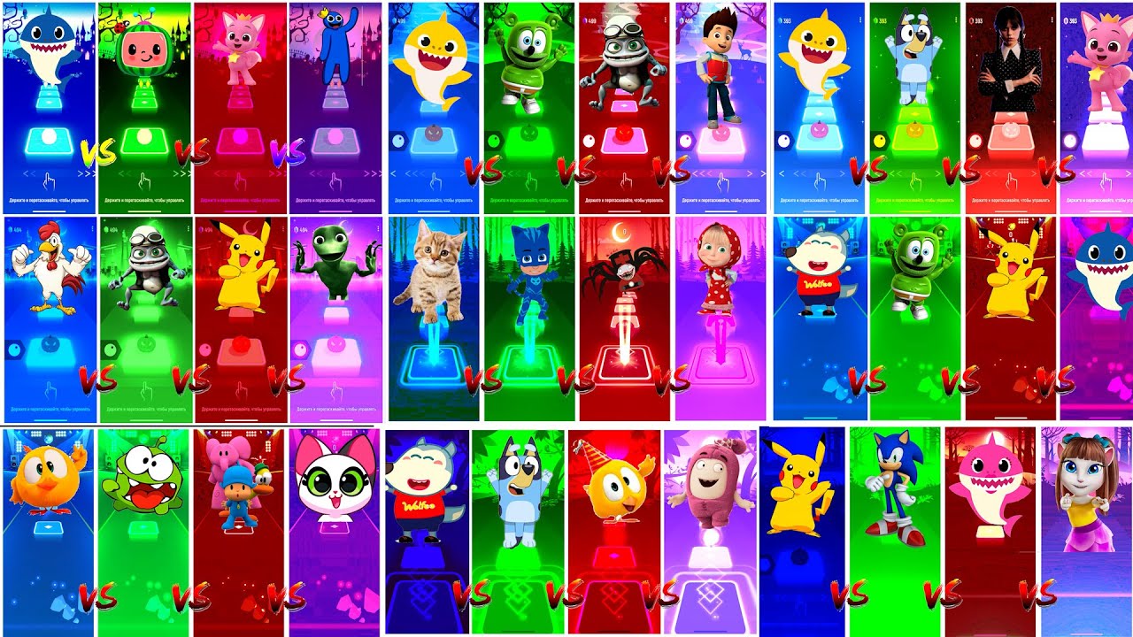 BABY SHARK vs COCOMELON vs PINKFONG vs Rainbow Friends  & All Stars Mega Big VS | Tiles Hop Edm