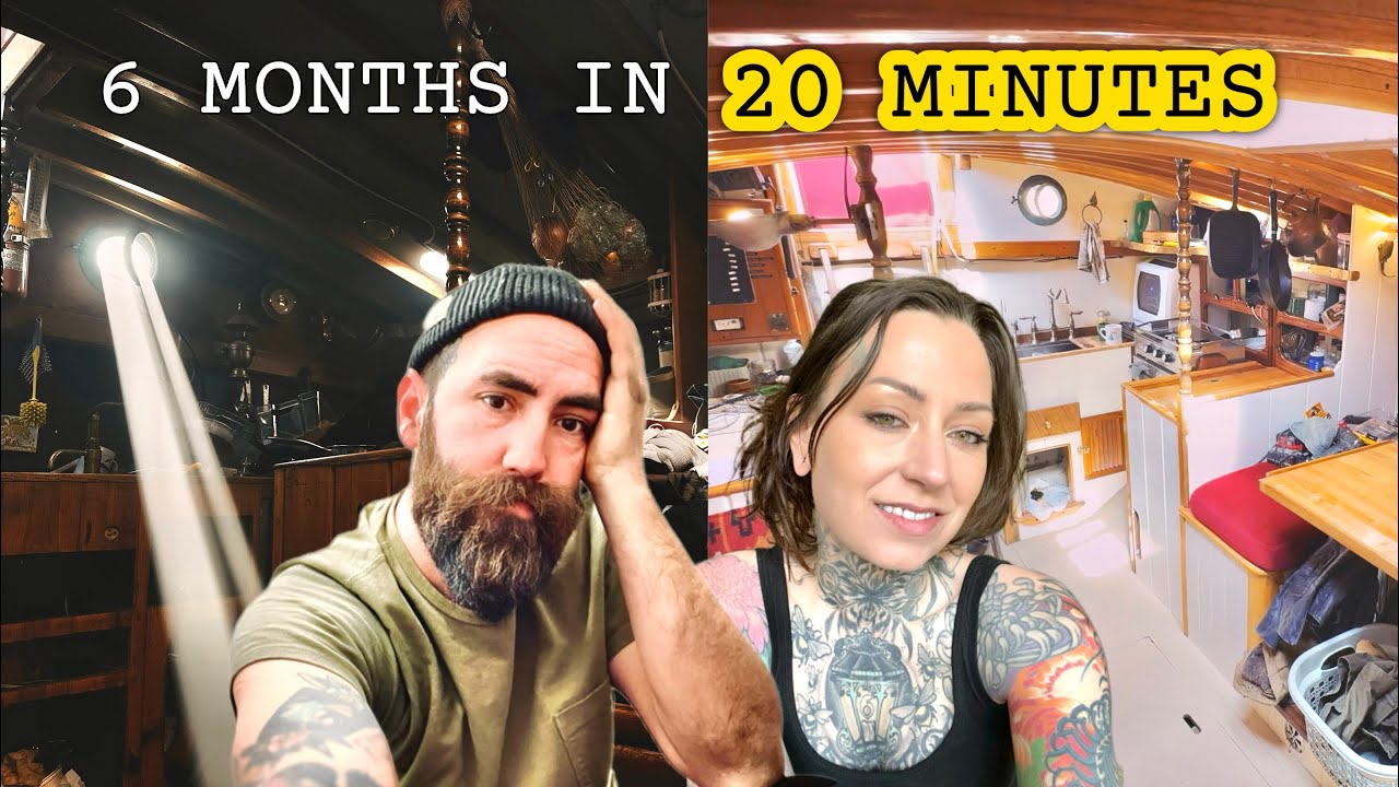 Couple Transforms Old Wooden Boat Into Beautiful Liveaboard. 6 Month Timelapse.