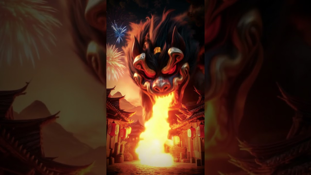 Nian, a Besta na mitologia Chinesa 👹#mitologia #historia #nian #chinese