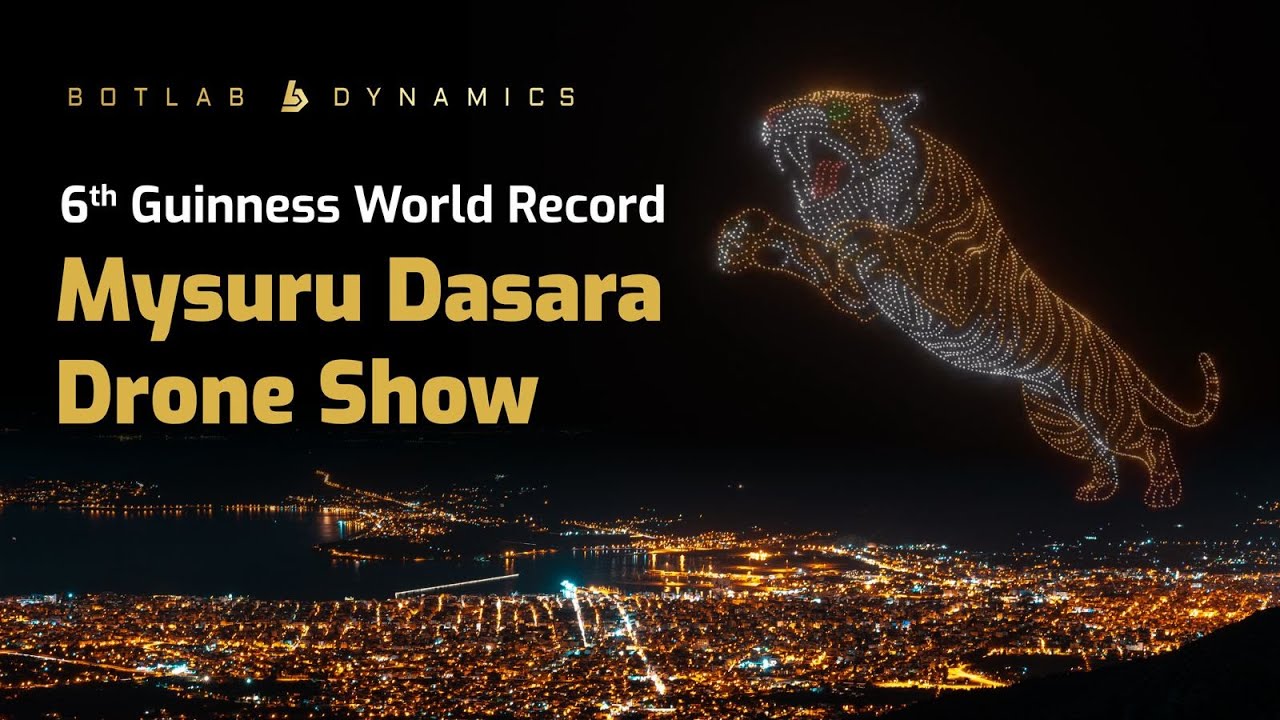 Mysuru Dasara Drone Shows | 3000 Drones | Guinness World Record - Tiger Formation |