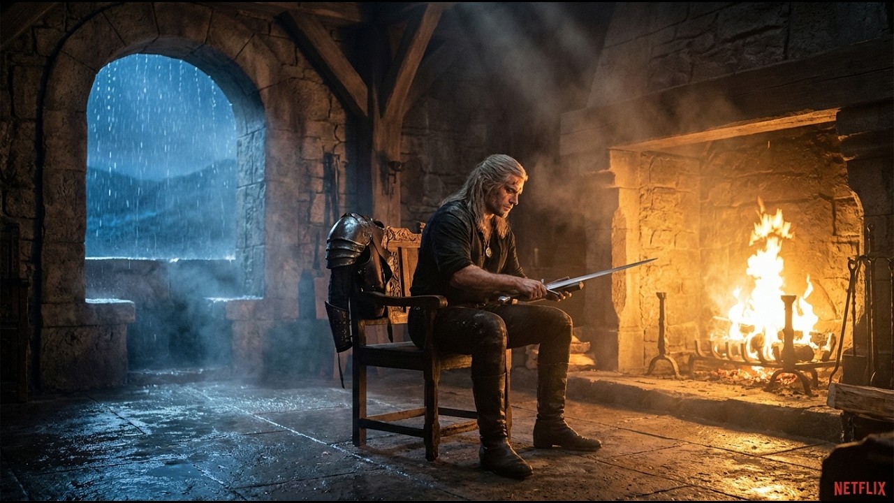 Witcher Ambient Music: Geralt Sharpens His Sword by the Window 🪟⚔️ | Cozy Fantasy Study & Sleep